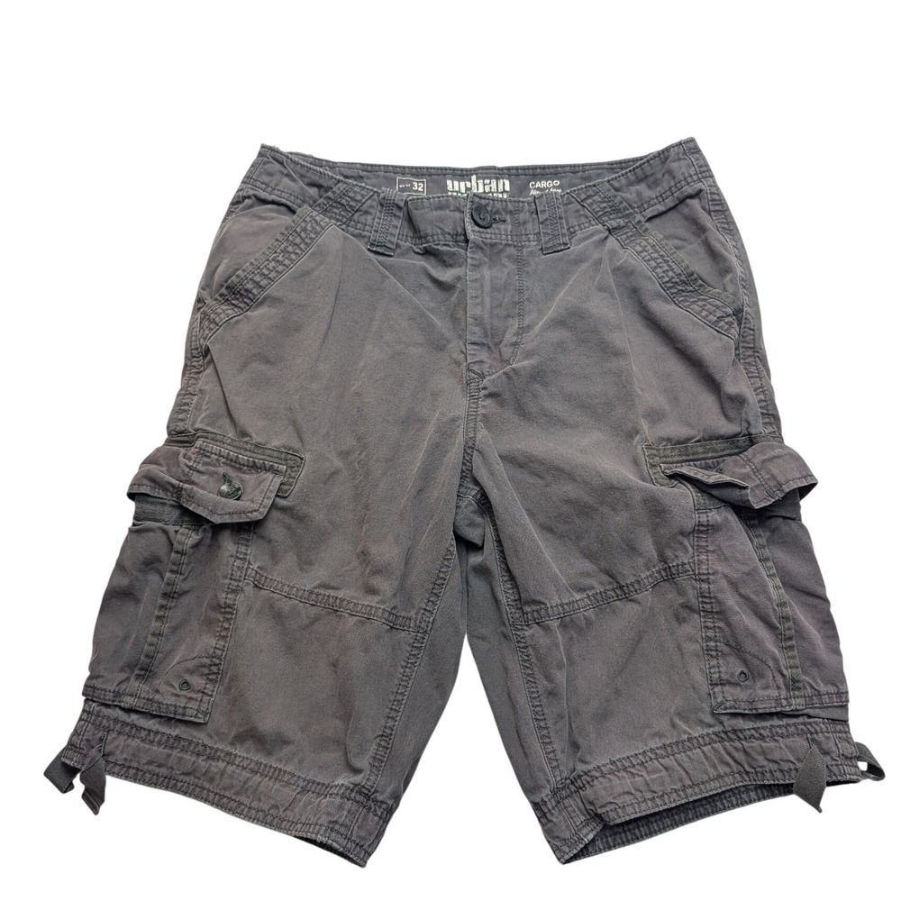 Urban Pipeline Cargo Shorts Mens 32 (30) Gray Knee Length Cotton Utility Pockets